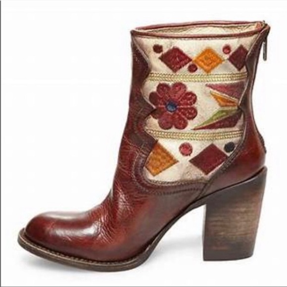 RARE Freebird by Steven Disco Western Tapestry Distressed Rust Leather Boho Boot - Picture 16 of 16